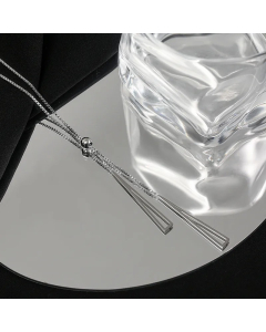 Steel Color Triangle Titanium Steel Tassel Pendant Necklace
