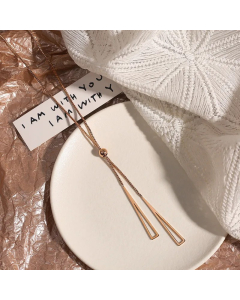 Rose Gold Color Triangle Titanium Steel Tassel Pendant Necklace