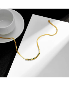 Solid Color Titanium Steel Plating Inlay Zircon 18K Gold Plated Pendant Necklace