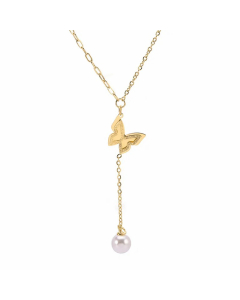 Simple Style Butterfly Titanium Steel Plating 18K Gold Plated Pendant Necklace