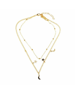 Simple Style Star Moon Titanium Steel Plating 18K Gold Plated Layered Necklaces