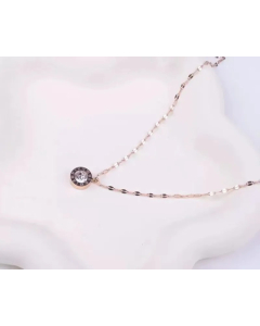 White Titanium Steel Plating Inlay Zircon 18K Gold Plated Pendant Necklace