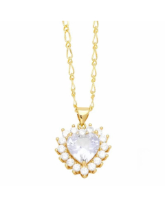 Elegant Heart Shape Stainless Steel Copper Plating Inlay Zircon 18K Gold Plated Pendant Necklace