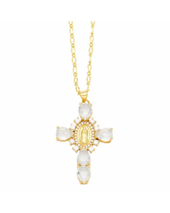 Artistic Human Cross Stainless Steel Copper Plating Inlay Zircon 18K Gold Plated Pendant Necklace