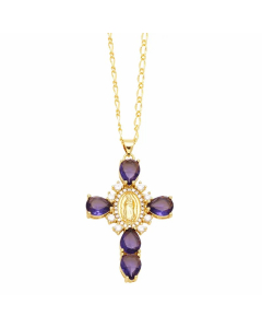 Artistic Human Cross Stainless Steel Copper Plating Inlay Zircon 18K Gold Plated Pendant Necklace