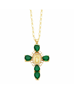 Artistic Human Cross Stainless Steel Copper Plating Inlay Zircon 18K Gold Plated Pendant Necklace