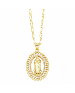 Hip-Hop Modern Style Human Faith Stainless Steel Copper Plating Inlay Zircon 18K Gold Plated Pendant Necklace