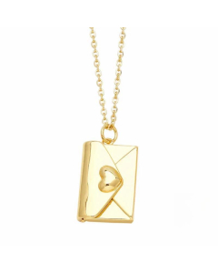 Simple Style Envelope Stainless Steel Copper Plating 18K Gold Plated Pendant Necklace-Gold Color-01