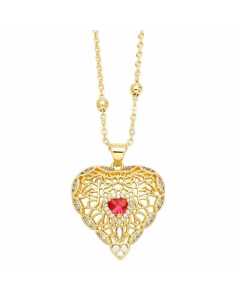 Hip-Hop Modern Style Animal Heart Shape Stainless Steel Copper Plating Inlay Zircon 18K Gold Plated Pendant Necklace