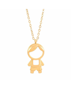 Cartoon Character Stainless Steel Inlay Artificial Diamond Pendant Necklace-Gold Color-01