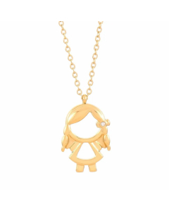 Cartoon Character Stainless Steel Inlay Artificial Diamond Pendant Necklace-Gold Color-02