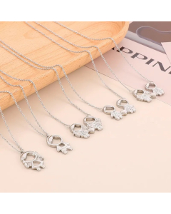 Cute Cartoon Character Stainless Steel Titanium Steel Plating Inlay Artificial Diamond 18K Gold Plated Pendant Necklace
