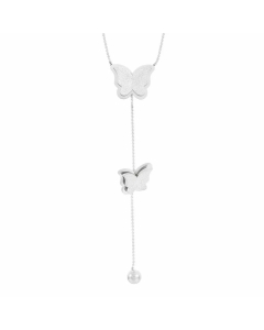 Wholesale Butterfly Stainless Steel 18K Gold Plated Pendant Necklace-Steel Color-01