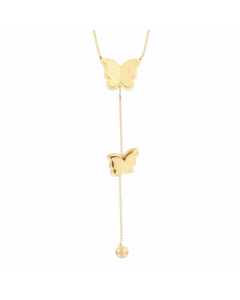 Wholesale Butterfly Stainless Steel 18K Gold Plated Pendant Necklace-Gold Color-01