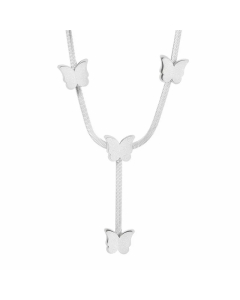 Wholesale Butterfly Stainless Steel 18K Gold Plated Pendant Necklace-Steel Color-02