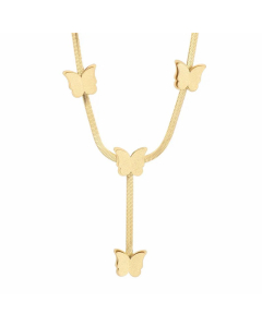 Wholesale Butterfly Stainless Steel 18K Gold Plated Pendant Necklace-Gold Color-02