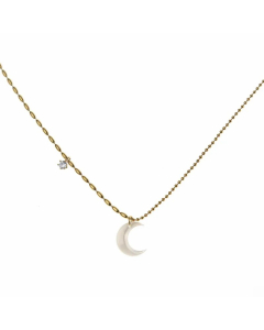 IG Style Simple Style Moon Shell Titanium Steel Plating Inlay Zircon 18K Gold Plated Pendant Necklace