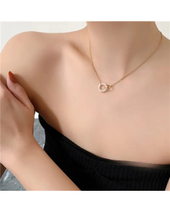 Elegant Simple Style Circle Titanium Steel Pearl Plating 18K Gold Plated Necklace