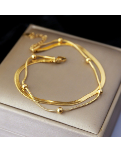 Solid Color Titanium Steel Plating 18K Gold Plated Anklet