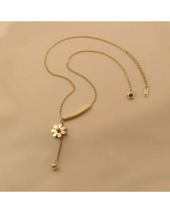 Vintage Style Sweet Daisy Titanium Steel Plating 18K Gold Plated Pendant Necklace