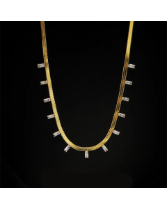 Vintage Style Rectangle Titanium Steel Plating Inlay Zircon 18K Gold Plated Necklace