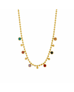 Vintage Style Simple Style Round Titanium Steel Plating Inlay Zircon 18K Gold Plated Necklace