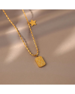 IG Style Simple Style Star Lattice Titanium Steel Plating 18K Gold Plated Pendant Necklace