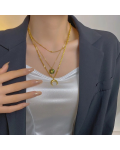 Casual Simple Style Moon Titanium Steel Plating 18K Gold Plated Layered Necklaces_colorza_1