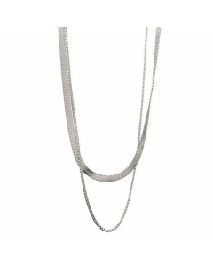 Steel Color Titanium Steel Plating 18K Gold Plated Layered Necklaces