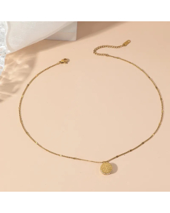 Modern Style Simple Style Round Chinese Character Titanium Steel Polishing Plating Inlay Rhinestones 18K Gold Plated Necklace