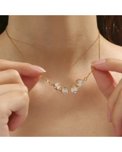 Casual Modern Style Four Leaf Clover Heart Shape Titanium Steel Polishing Plating Inlay Rhinestones Shell 18K Gold Plated Necklace
