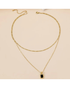 Casual Modern Style Square Titanium Steel Polishing Plating Inlay Acrylic 18K Gold Plated Layered Necklaces