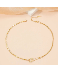 Casual Modern Style Round Titanium Steel Polishing Plating 18K Gold Plated Necklace