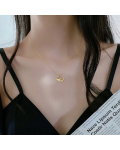 Retro Leaf Titanium Steel Plating Gold Plated Pendant Necklace