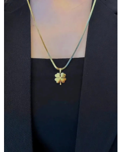 Simple Style Four Leaf Clover Titanium Steel Chain Pendant Necklace