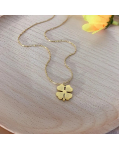 Simple Style Four Leaf Clover Titanium Steel Chain Pendant Necklace