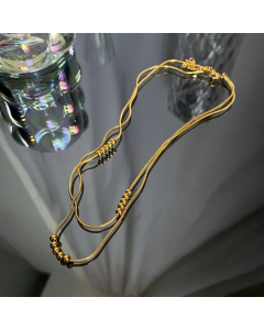 Simple Style Solid Color Titanium Steel Plating Chain Gold Plated Layered Necklaces