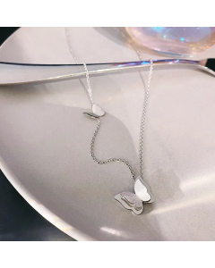 Steel Color Simple Style Butterfly Titanium Steel Plating Necklace