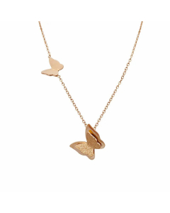 Rose Gold Color Simple Style Butterfly Titanium Steel Plating Necklace