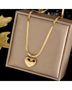 Simple Style Heart Shape Titanium Steel Plating Gold Plated Pendant Necklace