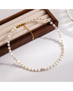 IG Style Vacation Star Heart Shape Stainless Steel Shell Beaded 18K Gold Plated Necklace