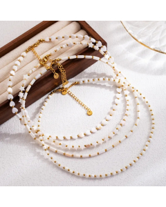 IG Style Vacation Star Heart Shape Stainless Steel Shell Beaded 18K Gold Plated Necklace_colorza_4