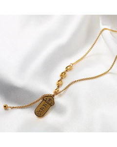 Chinoiserie Geometric Titanium Steel Pendant Necklace