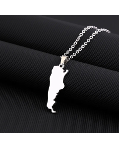 Wholesale Map Titanium Steel Hollow Out Pendant Necklace-Steel Color-02