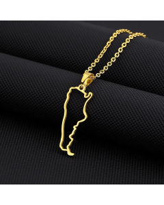 Wholesale Map Titanium Steel Hollow Out Pendant Necklace-Gold Color-01