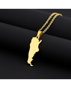 Wholesale Map Titanium Steel Hollow Out Pendant Necklace-Gold Color-02