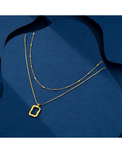 Elegant Simple Style Letter Square Solid Color Titanium Steel Plating Inlay Zircon 18K Gold Plated Layered Necklaces