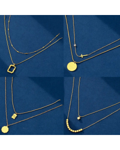 Elegant Simple Style Letter Square Solid Color Titanium Steel Plating Inlay Zircon 18K Gold Plated Layered Necklaces_colorza_4