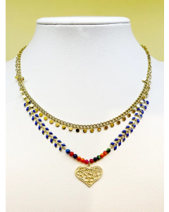 Casual Vacation Heart Shape Stainless Steel Layered Enamel Plating Gold Plated Layered Necklaces_colorza_1