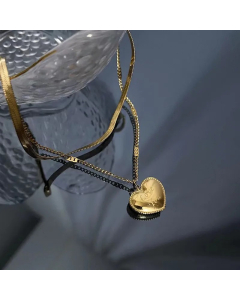 Gold Color Heart Shape Stainless Steel Layered Necklaces
